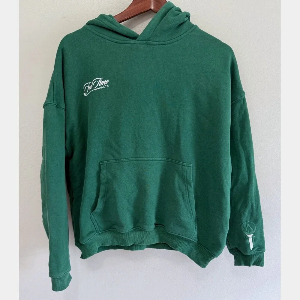 ACTA Womens Tee Time Golf Hoodie Forest Green Graphic Pullover Sweatshirt Sz S/M - Picture 2 of 10